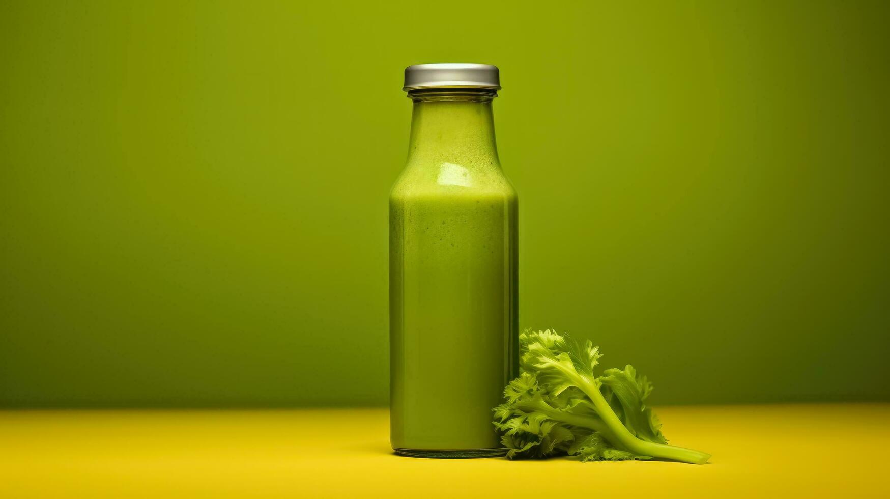 Celery smoothie isolated on gradient background with a copy space photo