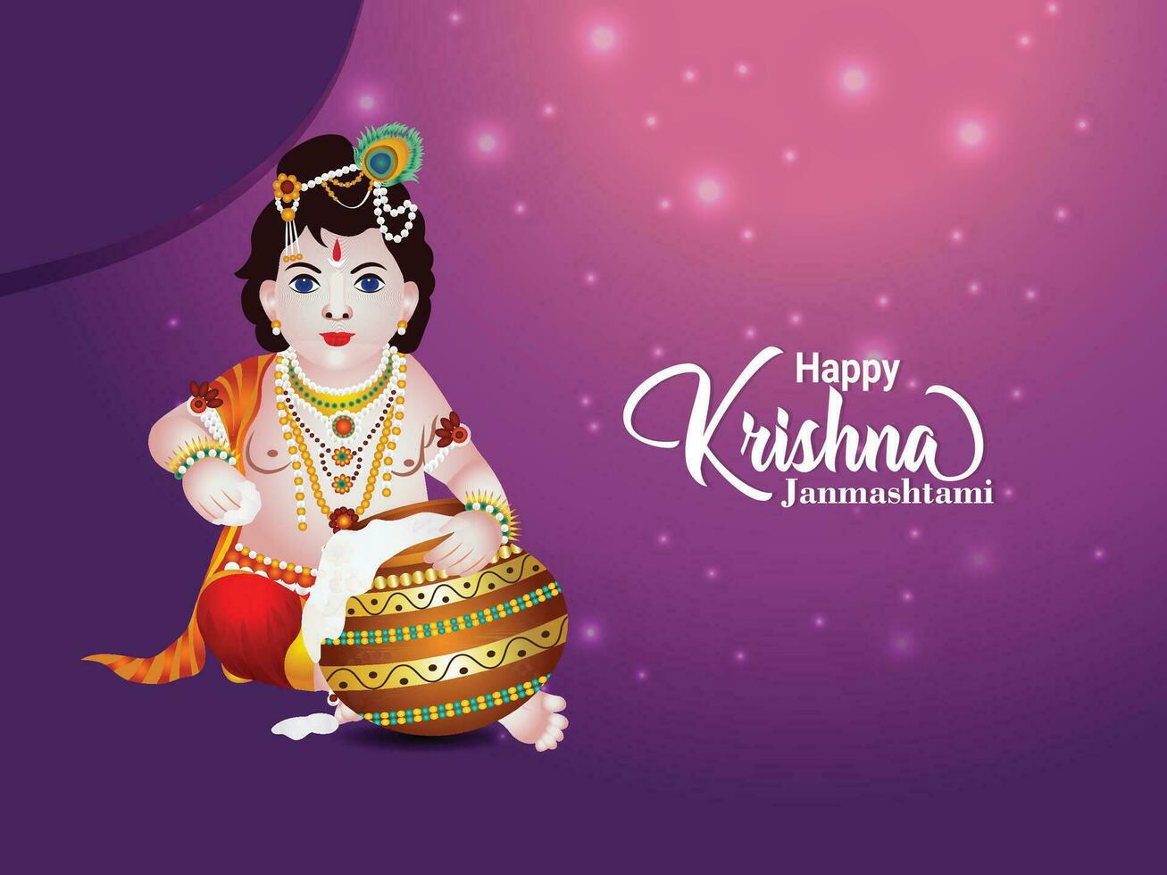 Happy krishan jamashtami indian festival greeting card vector