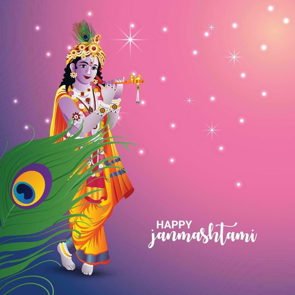 Happy krishan janmashtami india festival background vector