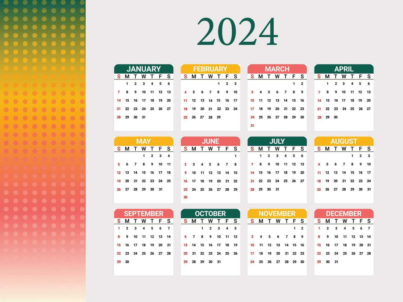 Calendar 2024 with abstract background 26549702 Vector Art at Vecteezy