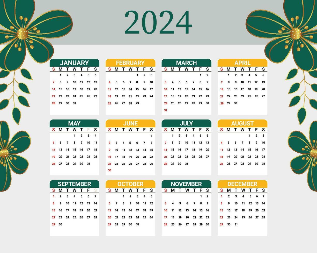 2024 calendario antecedentes vector