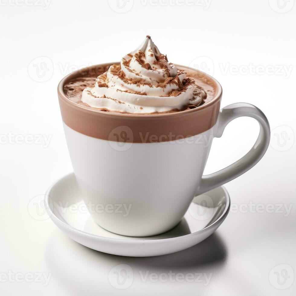 Nutella hot cocoa in a black cup isolated on white background photo