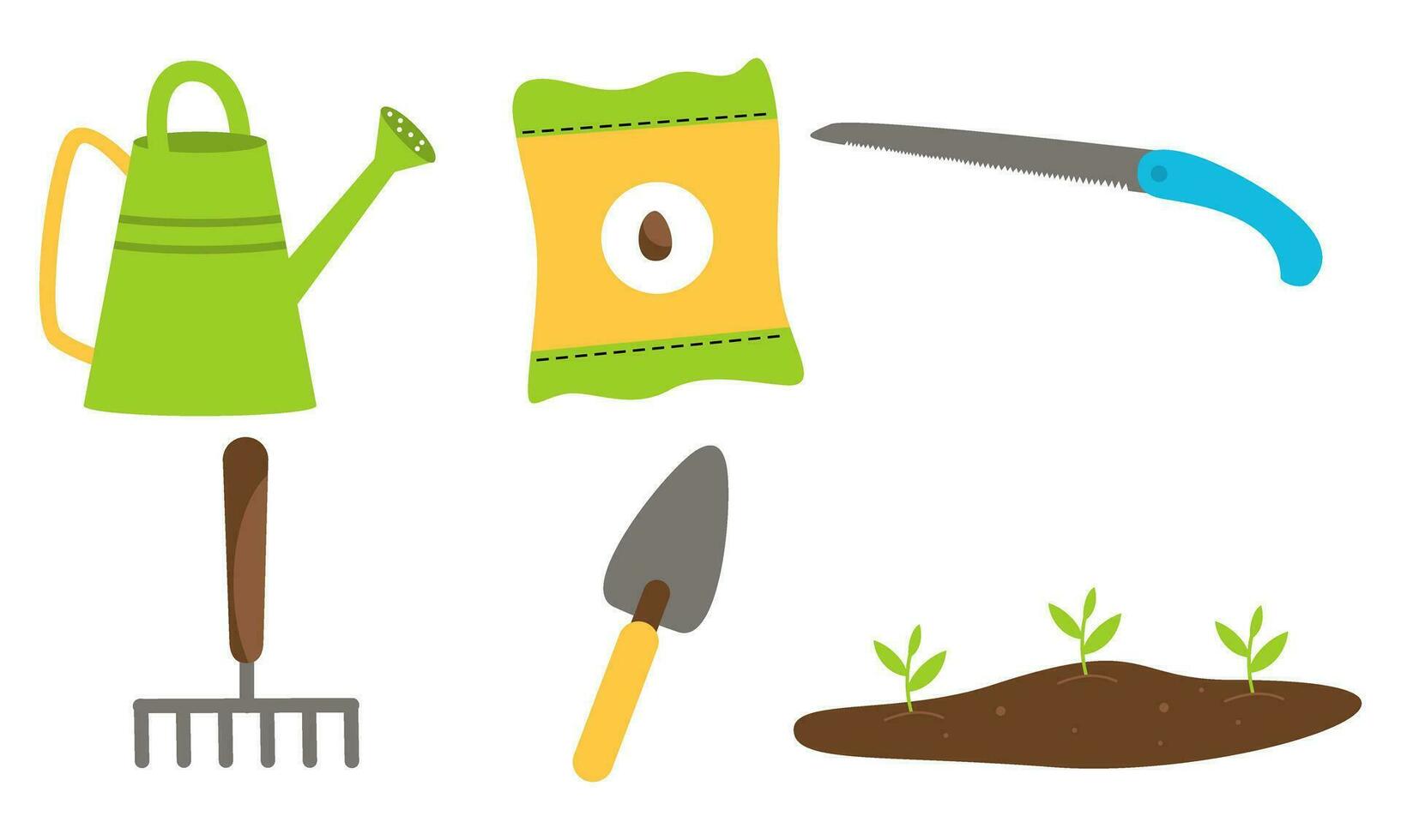 Collection of garden tools and plants gardening logo vector