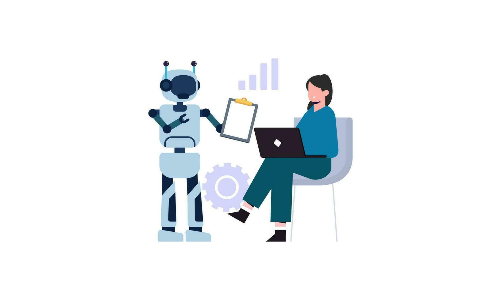 generativo ai robot trabajo en oficina con personas ilustración vector