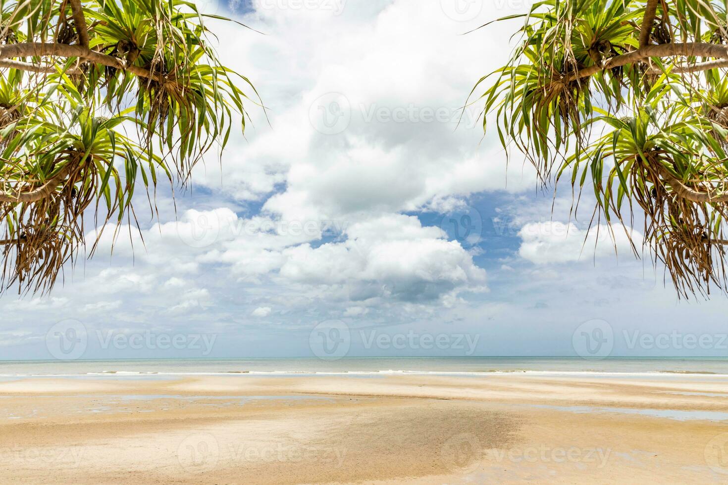 Tropical beach wave at Hua Hin Thailand in the morning.Background or wallpaper of clean sand and clear sea water that can be seen through photo