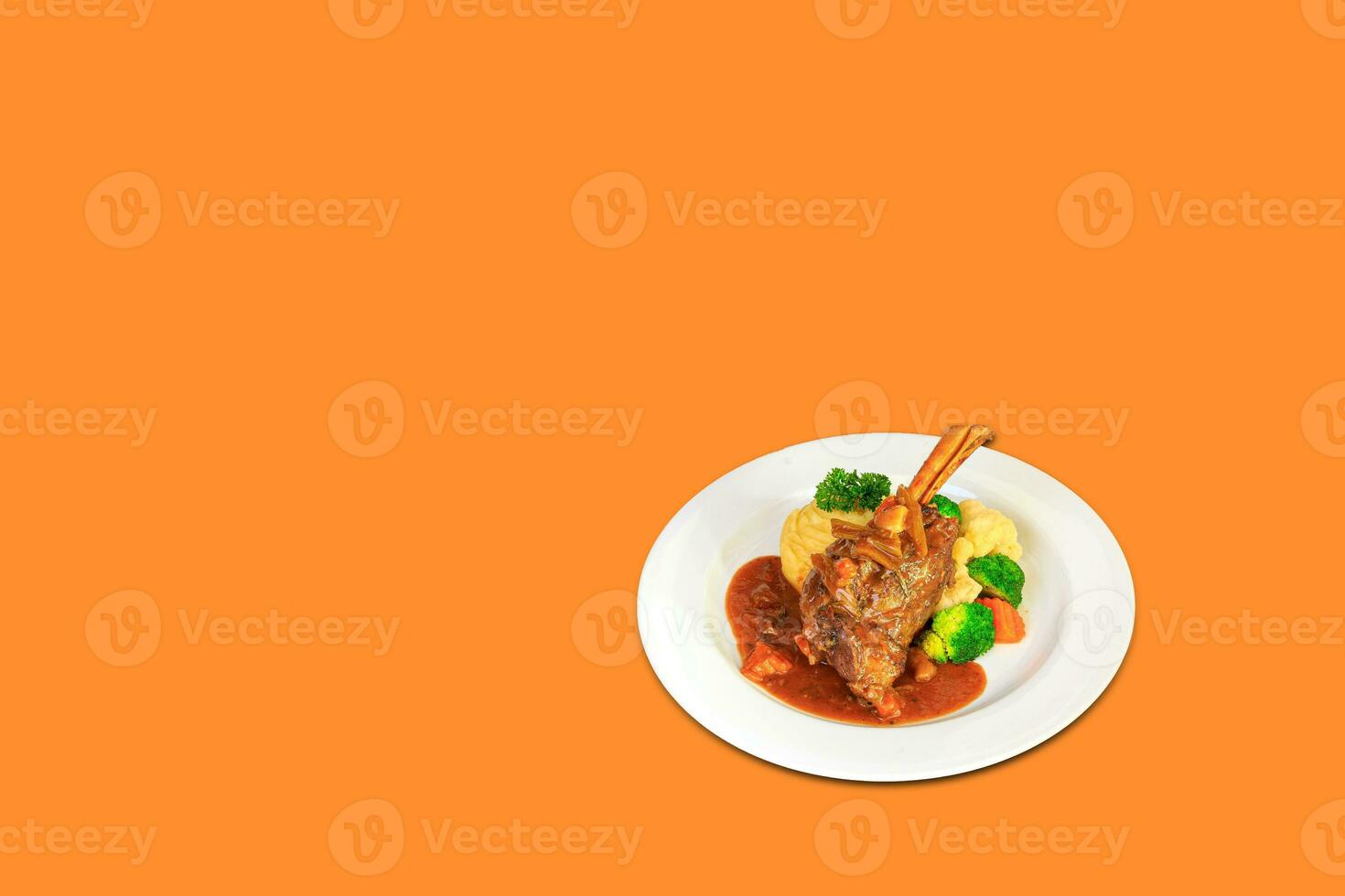 Rack of Lamb Chops to perfection served with roasted potatoes, french beans, cherry tomatoes. Tagliateli Italian cuisine. Free space for your text. photo