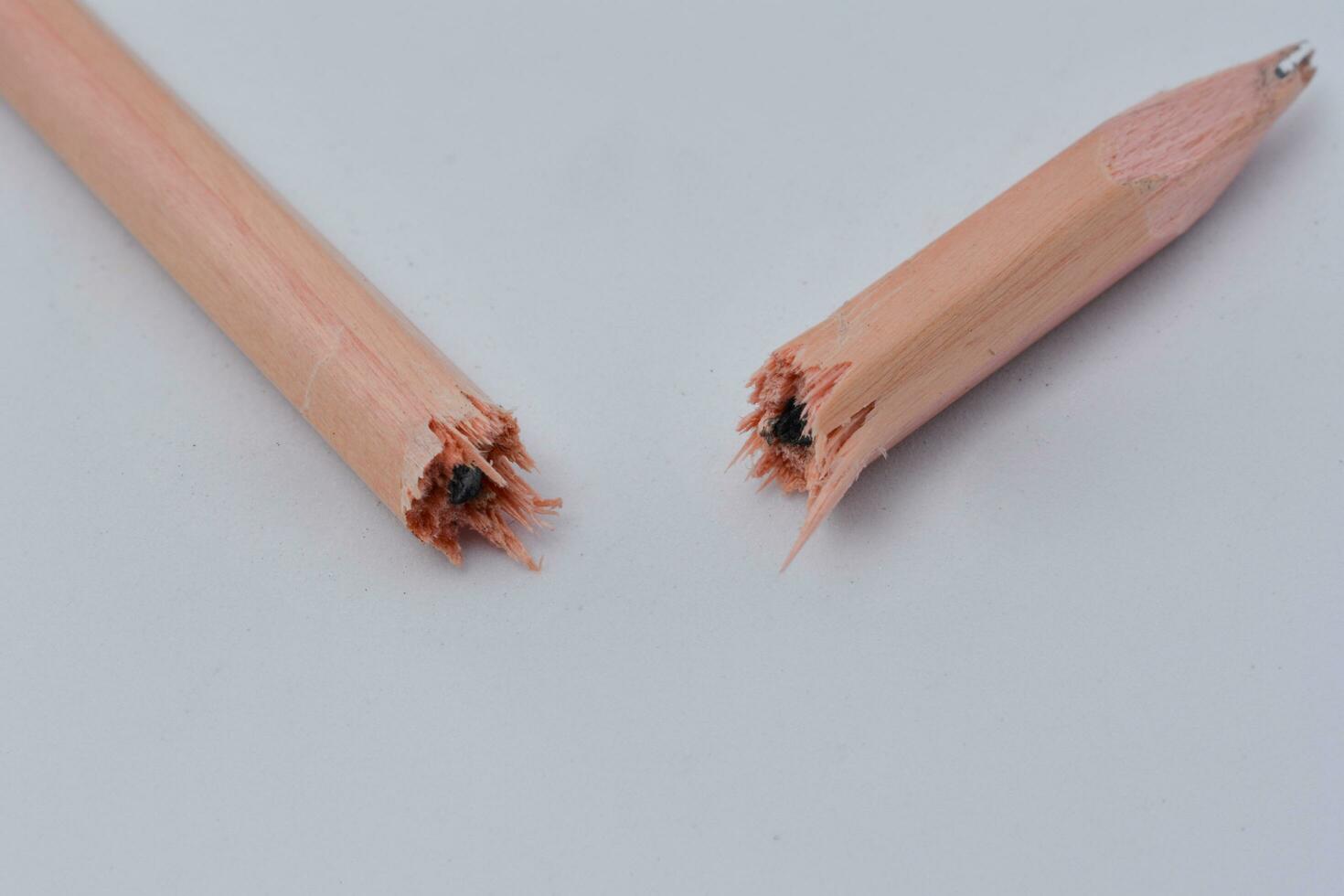 Broken pencil, close up of used pencil on white background with clipping path photo