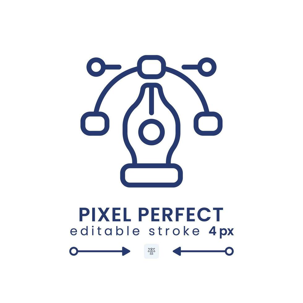 Pen tool cursor linear desktop icon. Computer graphics. Bezier curve control points. Pixel perfect, outline 4px. GUI, UX design. Isolated user interface element for website. Editable stroke vector