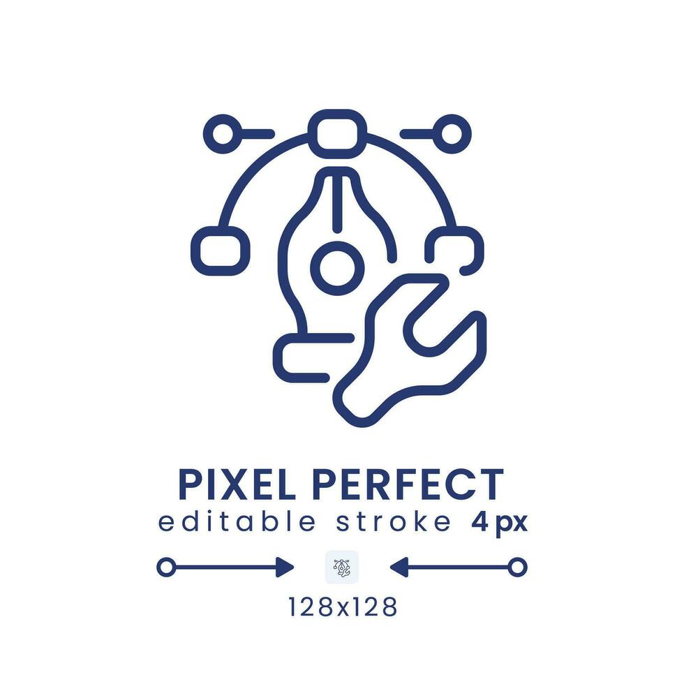 Design tools linear desktop icon. Graphics software. Online marketing. Creative tasks. Pixel perfect 128x128, outline 4px. GUI, UX design. Isolated user interface element for website. Editable stroke vector