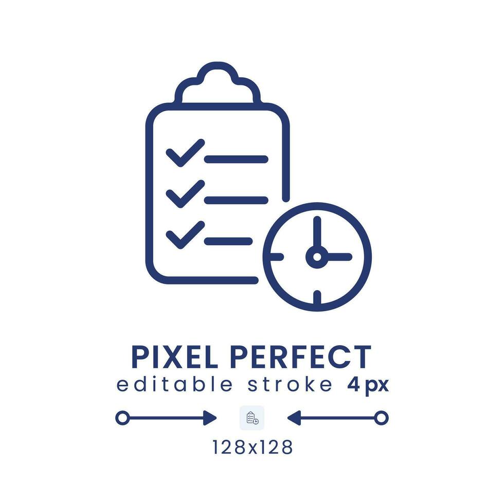 Time management linear desktop icon. Team collaboration software. Optimizing teamwork. Pixel perfect 128x128, outline 4px. GUI, UX design. Isolated user interface element for website. Editable stroke vector