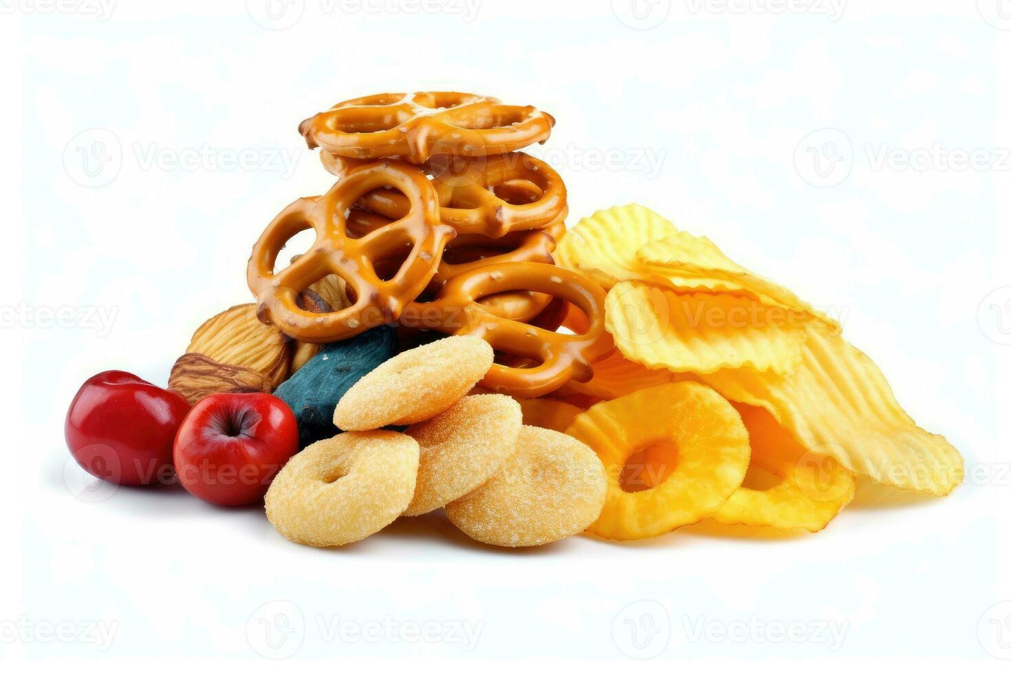 calorie snacks white isolated background Food Photography AI Generated photo