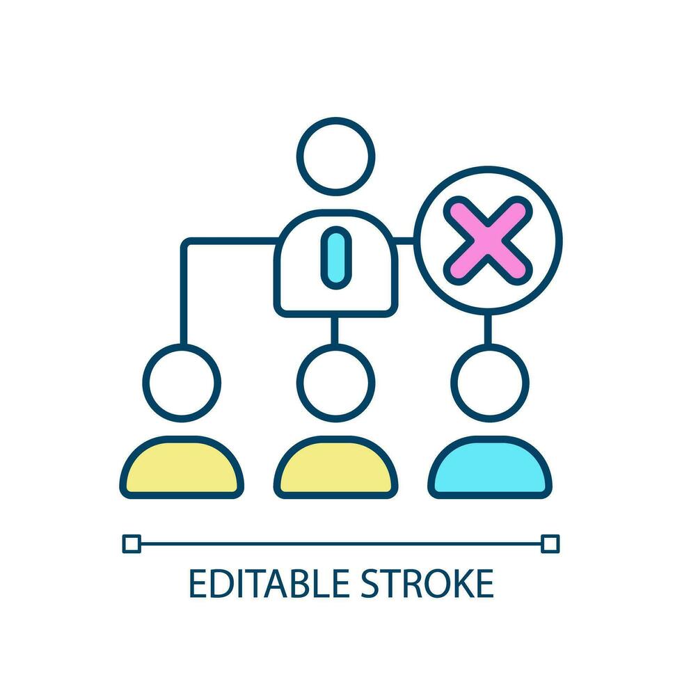 Communication breakdown RGB color icon. Change management. Inefficient process. Business planning. Employee feedback. Isolated vector illustration. Simple filled line drawing. Editable stroke