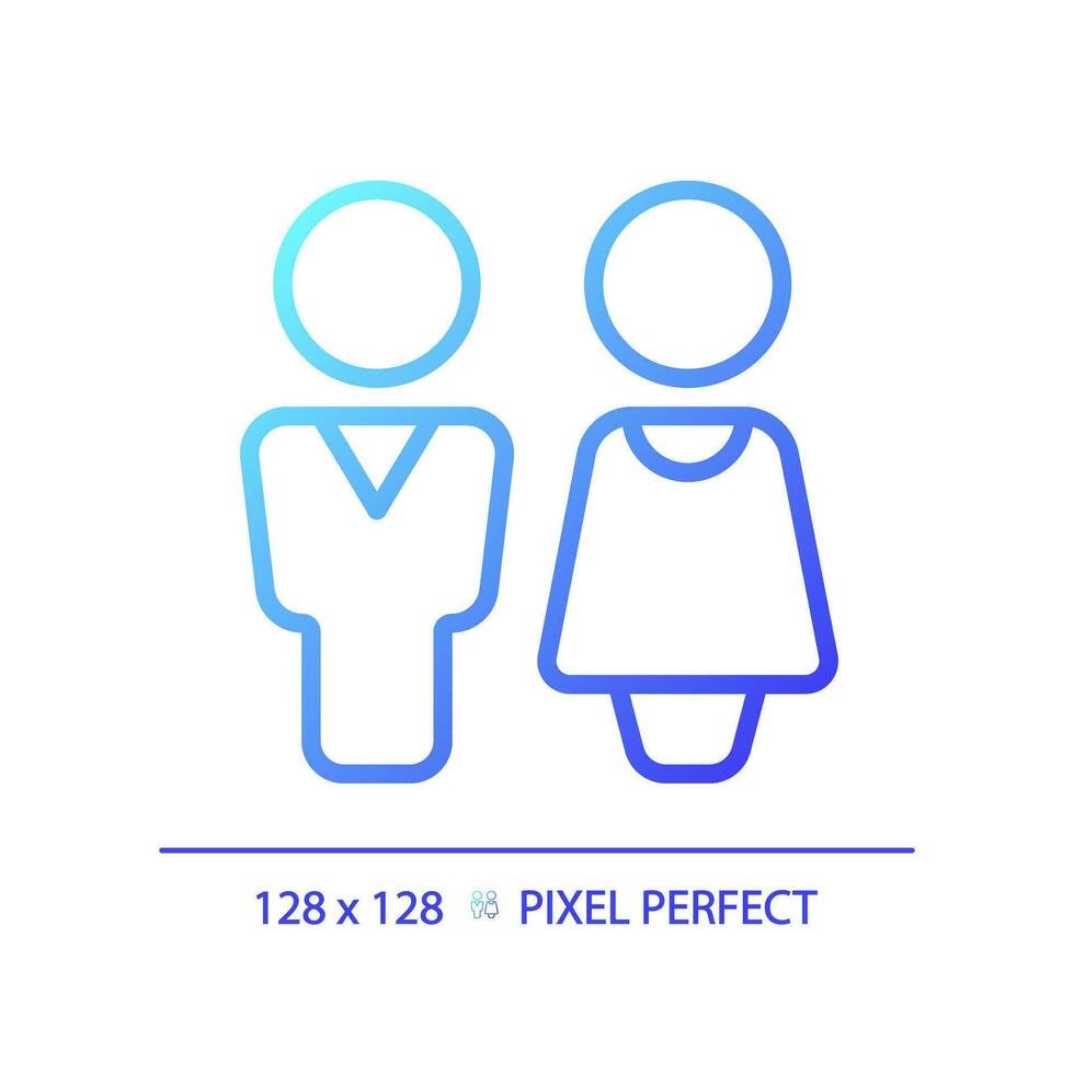 WC door sign pixel perfect gradient linear vector icon. Restroom entrance in public center. Unisex toiler mark. Thin line color symbol. Modern style pictogram. Vector isolated outline drawing