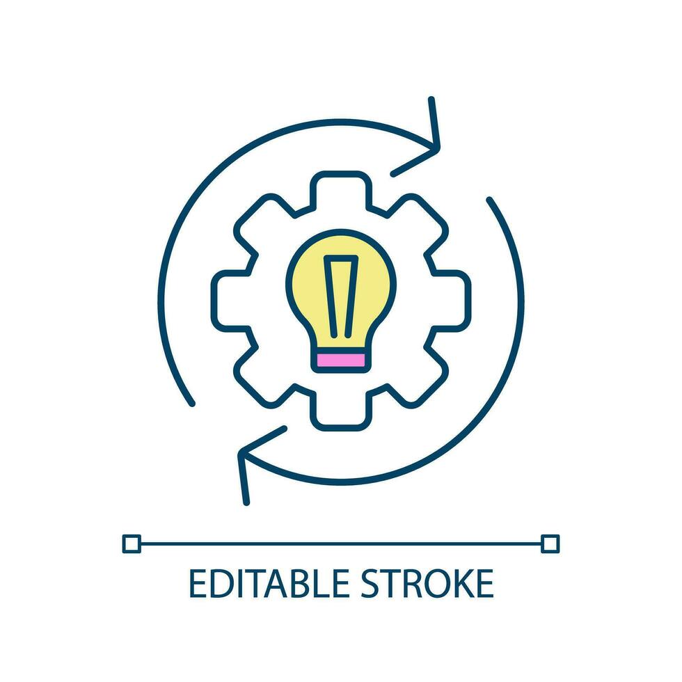 Creative solution RGB color icon. Problem solving. Generating idea. Change management. Continuous improvement. Isolated vector illustration. Simple filled line drawing. Editable stroke