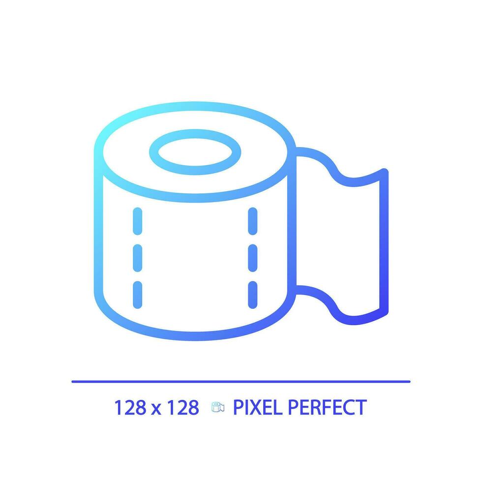 Toilet paper pixel perfect gradient linear vector icon. Supplies for personal hygiene. Tissue material roll. Thin line color symbol. Modern style pictogram. Vector isolated outline drawing