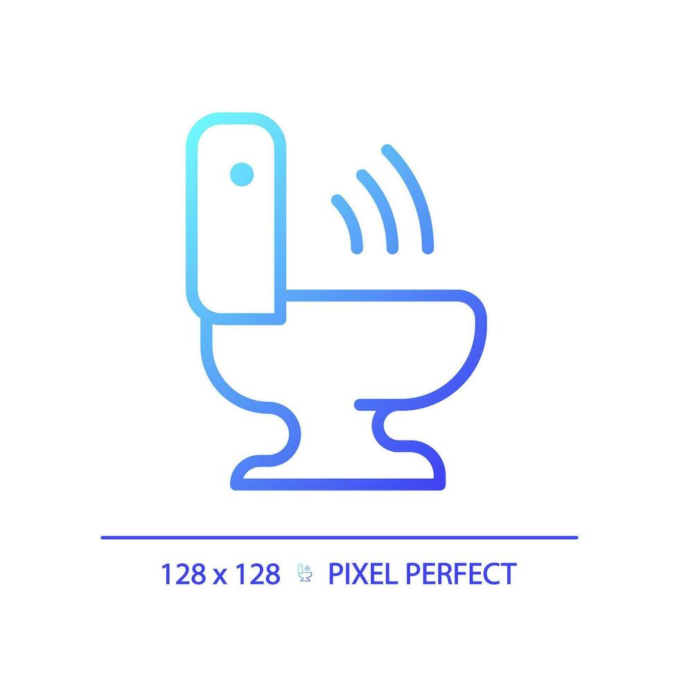 Automatic flush pixel perfect gradient linear vector icon. Technology for toilet room improvement. Restroom equipment. Thin line color symbol. Modern style pictogram. Vector isolated outline drawing