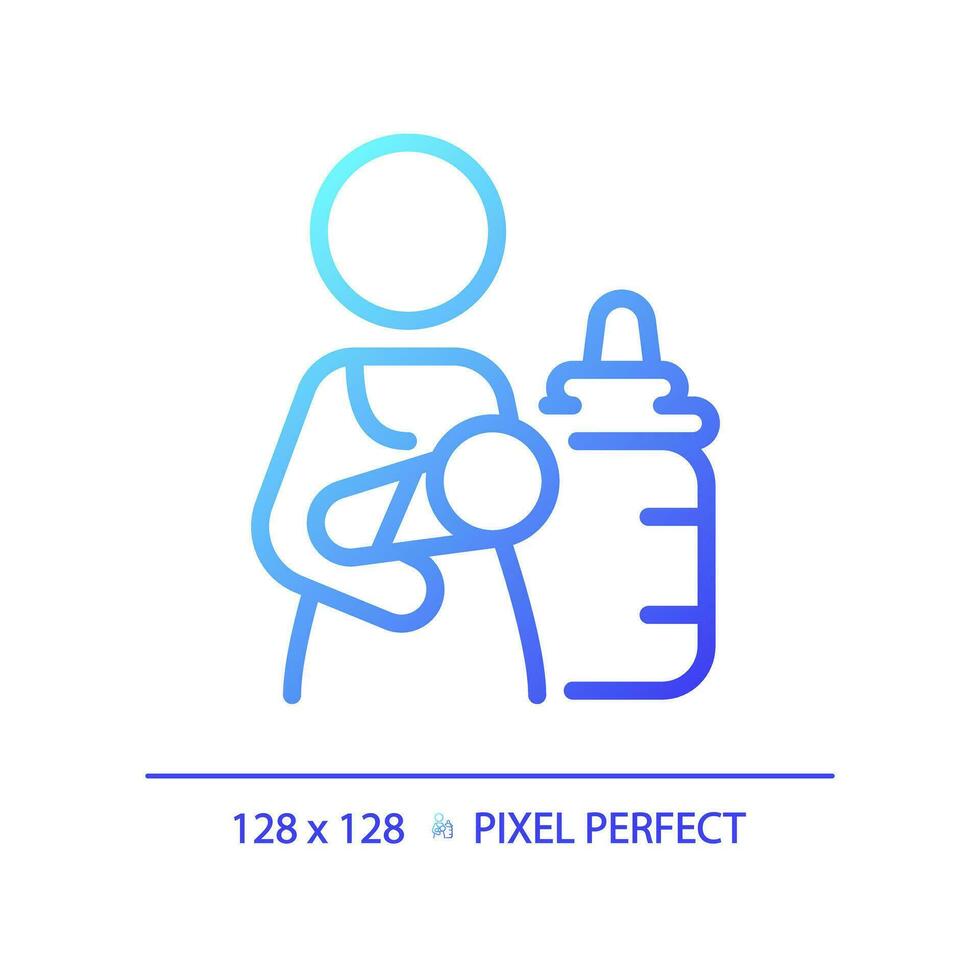 Lactation room pixel perfect gradient linear vector icon. Private space for breast pumping. Baby care in restrooms. Thin line color symbol. Modern style pictogram. Vector isolated outline drawing