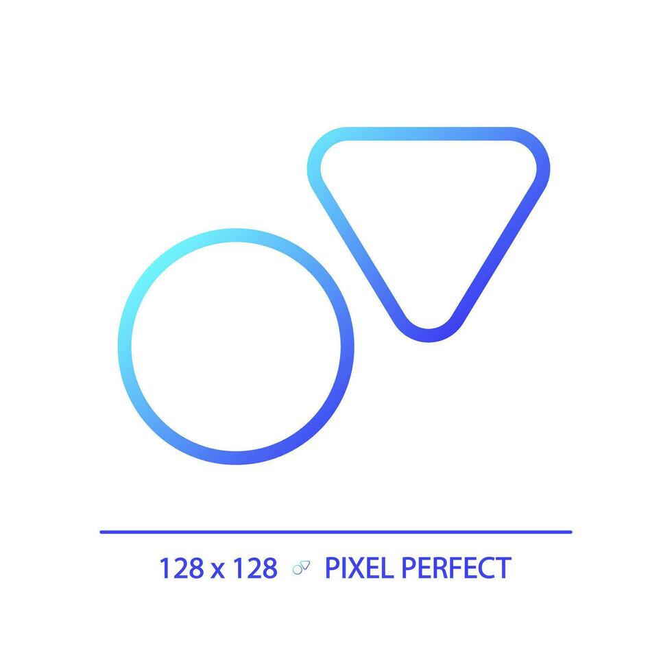 Public toilets pixel perfect gradient linear vector icon. Circle and triangle door marks. Mem and women restroom. Thin line color symbol. Modern style pictogram. Vector isolated outline drawing
