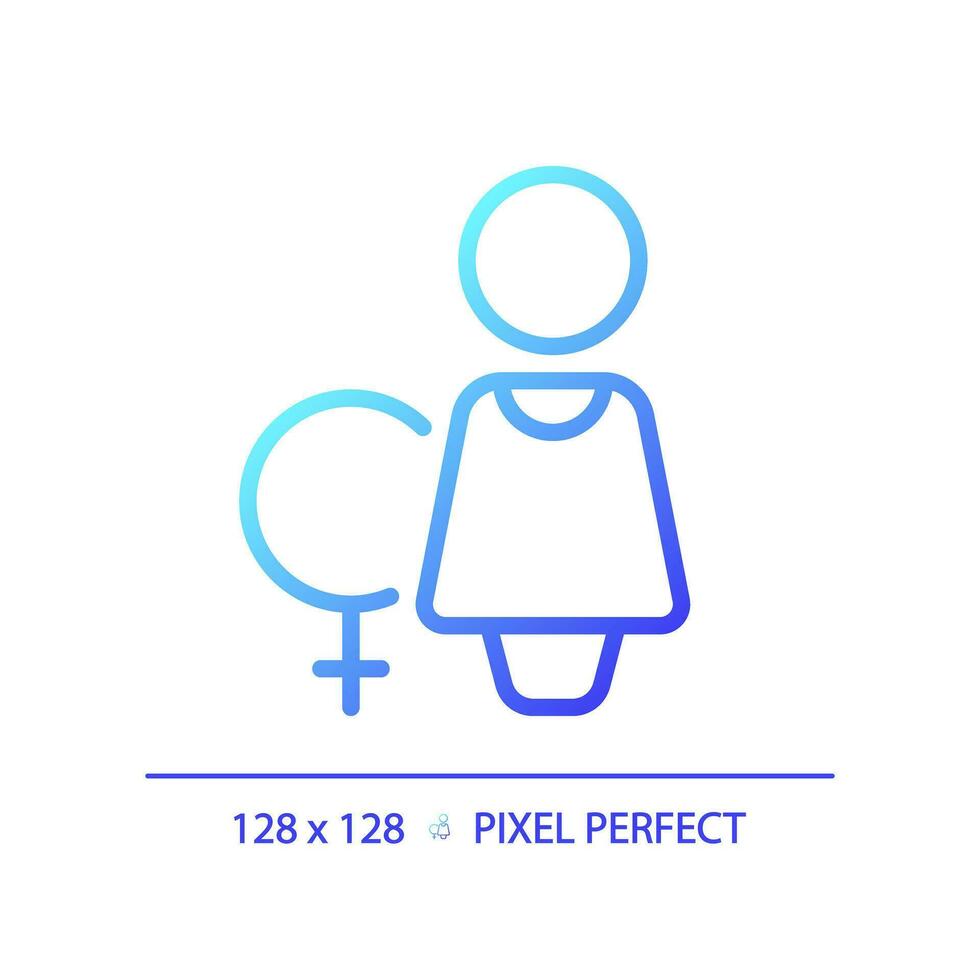 Toilet for women pixel perfect gradient linear vector icon. Public restroom door marking. Closed space for ladies. Thin line color symbol. Modern style pictogram. Vector isolated outline drawing