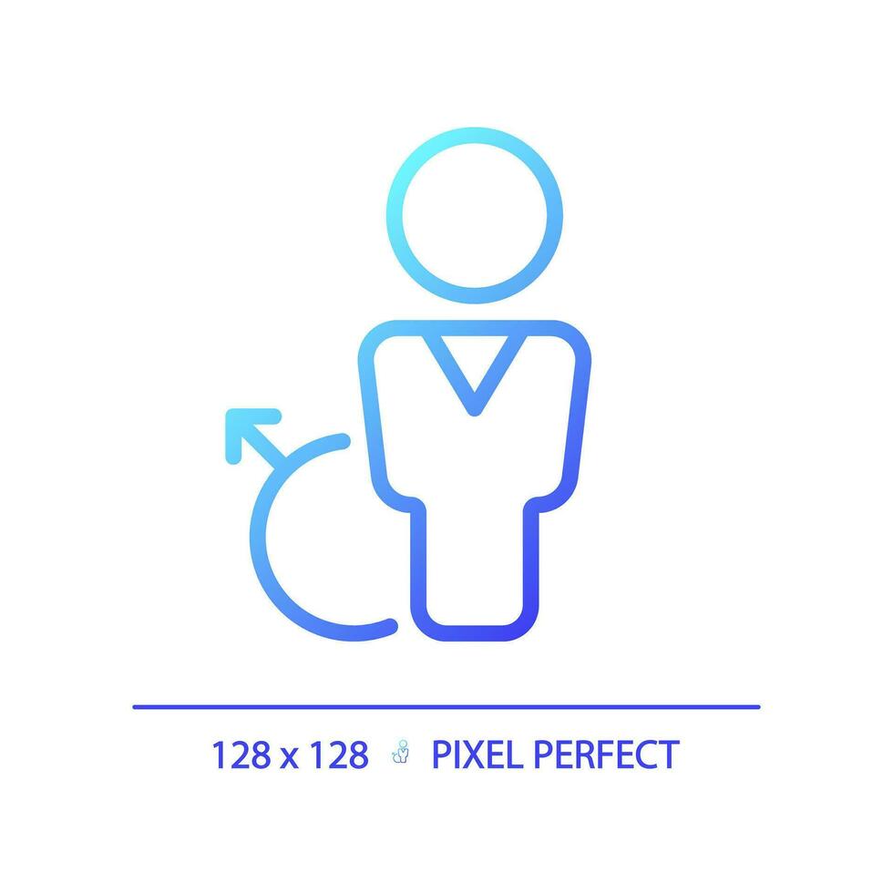 Toilet for men pixel perfect gradient linear vector icon. Sing on door of public restroom. Private space for hygiene. Thin line color symbol. Modern style pictogram. Vector isolated outline drawing