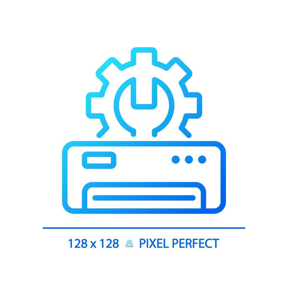 Ac repair gradient linear vector icon. Maintenance service. Air conditioning repair. Appliance breakdown. Hvac unit. Thin line color symbol. Modern style pictogram. Vector isolated outline drawing
