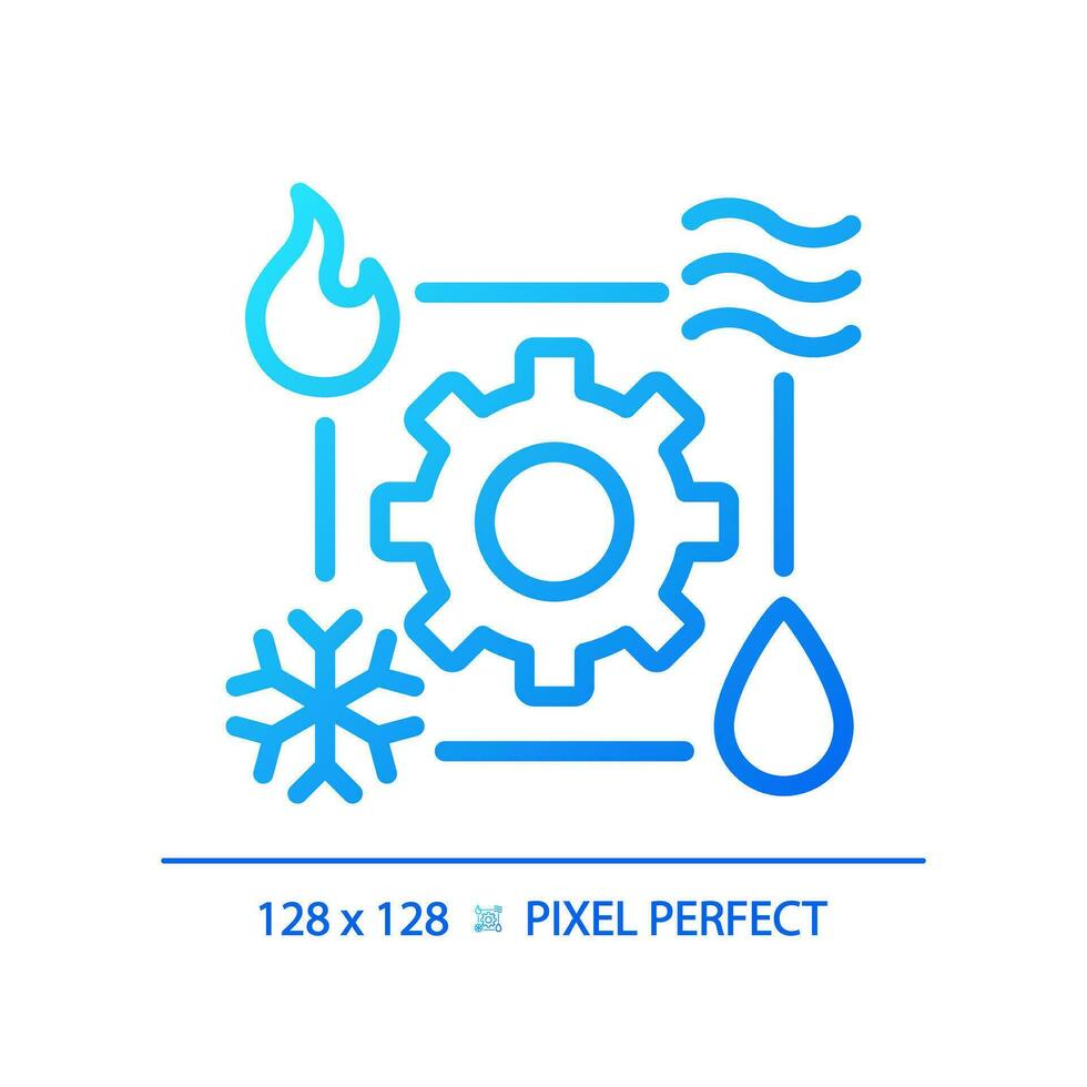Hvac gradient linear vector icon. Air conditioning. Home comfort. Room temperature. Climate control. Indoor air quality. Thin line color symbol. Modern style pictogram. Vector isolated outline drawing