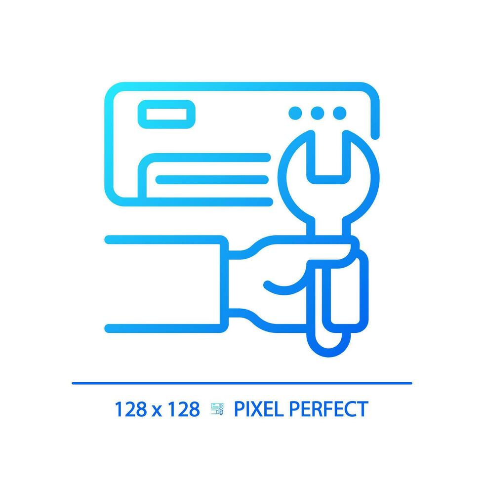 Ac installation gradient linear vector icon. Air conditioner. Hvac maintenance. Climate control. Electric appliance. Thin line color symbol. Modern style pictogram. Vector isolated outline drawing