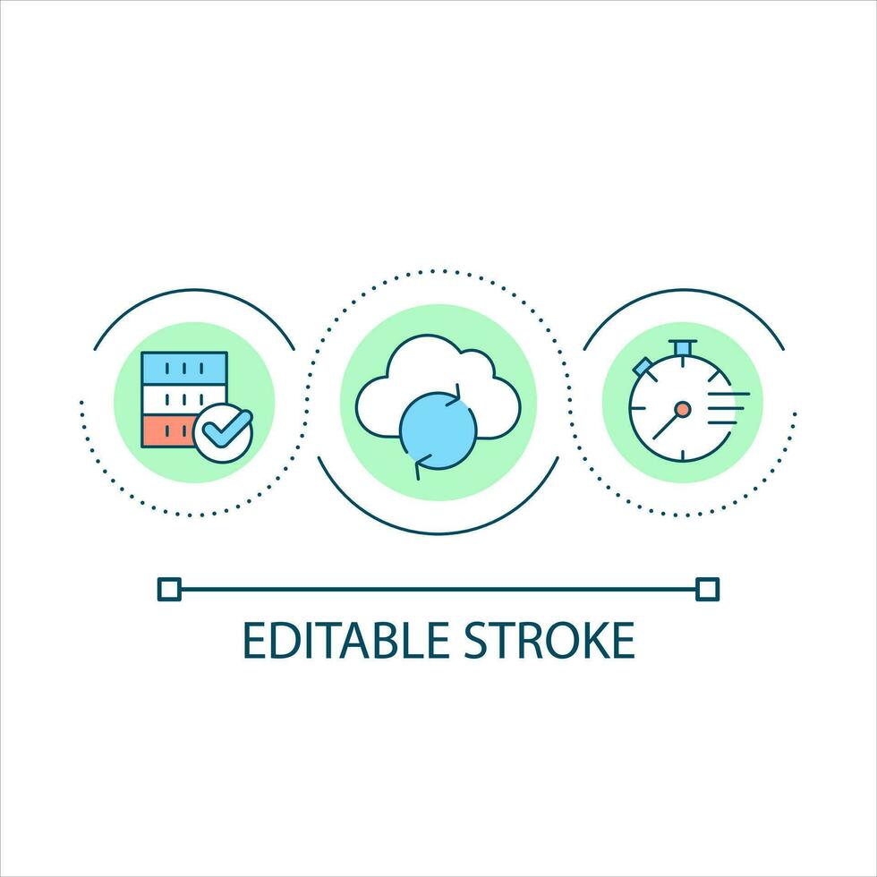 Cloud storage loop concept icon. Update information. Server database. Quick restoration. Data abstract idea thin line illustration. Isolated outline drawing. Editable stroke vector
