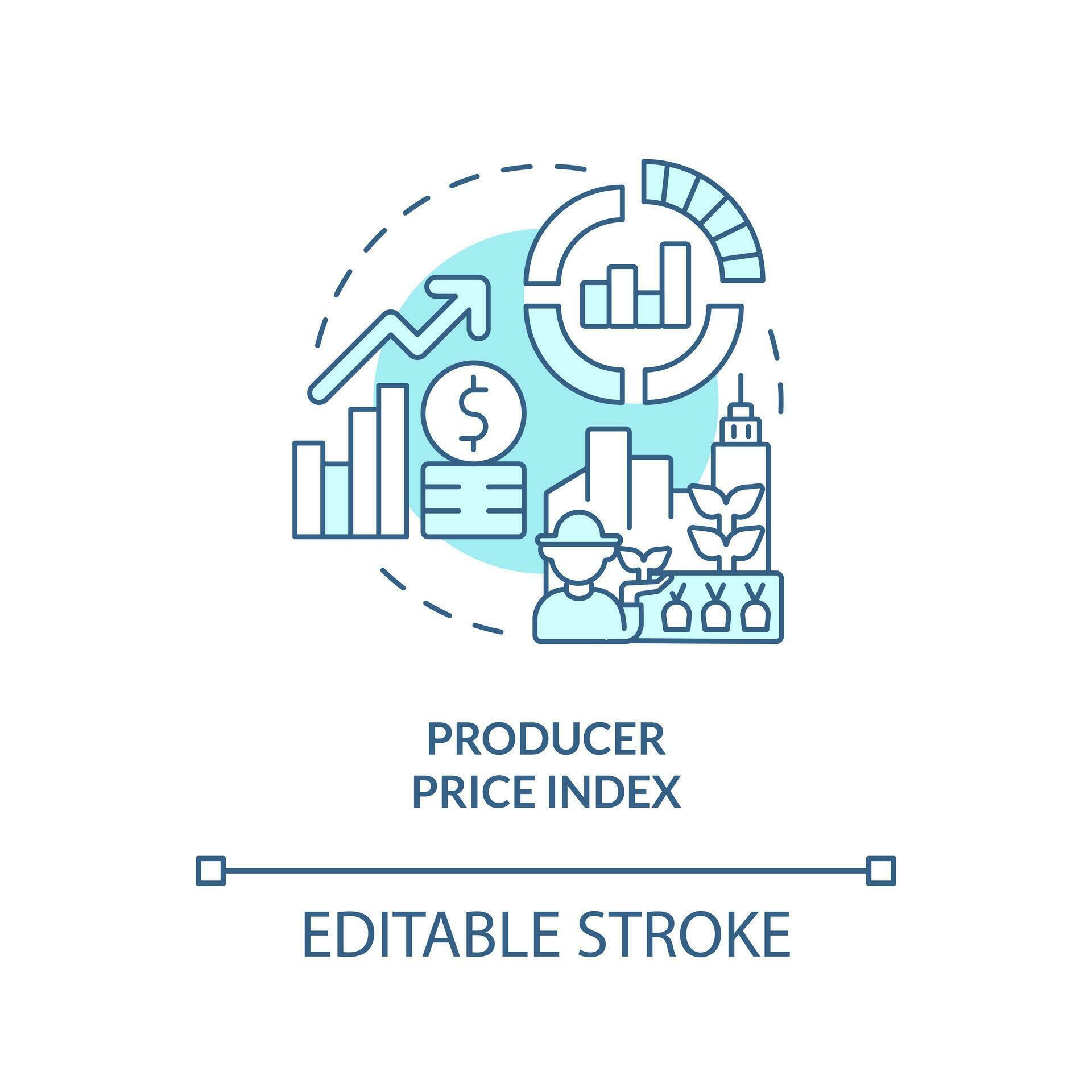 Producer price index turquoise concept icon. Manufacturing. Economic