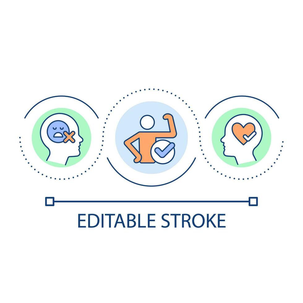 Silence inner critic loop concept icon. Overcome imposter syndrome. Boost self confidence abstract idea thin line illustration. Isolated outline drawing. Editable stroke vector