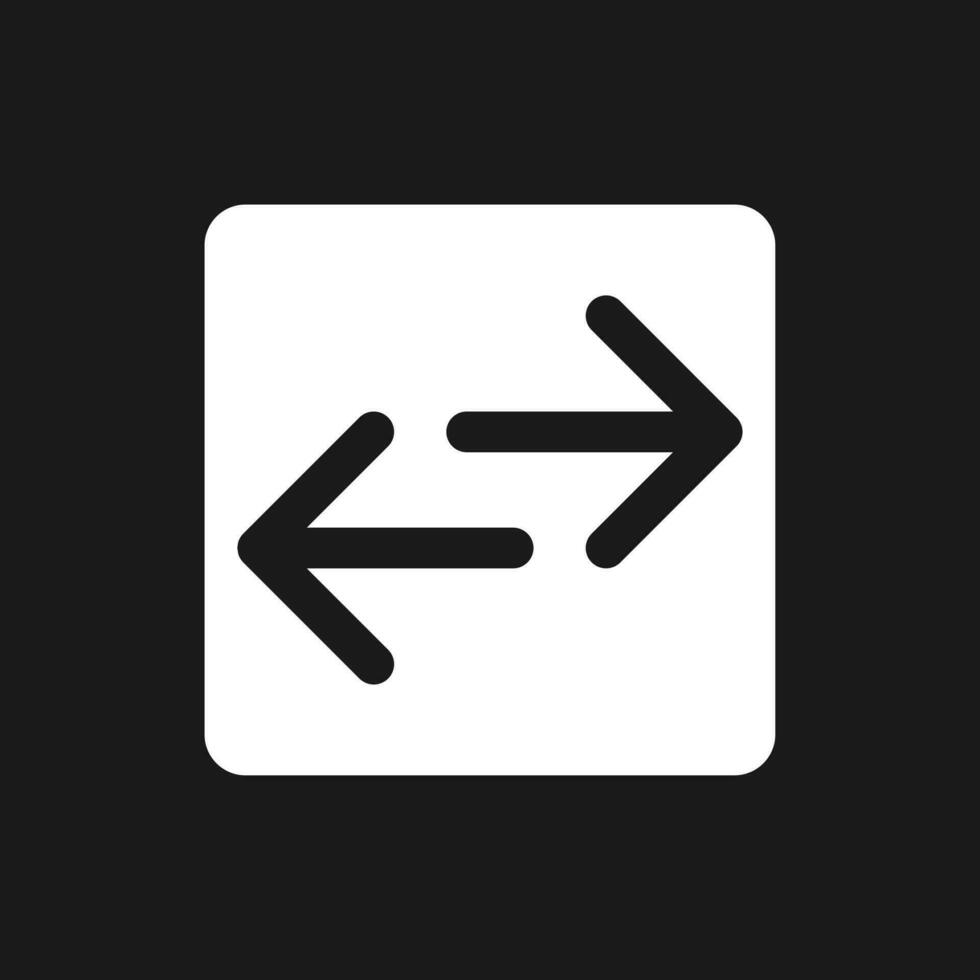 Swap languages dark mode glyph ui icon. Translator. Digital dictionary. User interface design. White silhouette symbol on black space. Solid pictogram for web, mobile. Vector isolated illustration