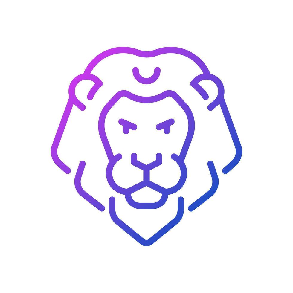 Lion head pixel perfect gradient linear vector icon. Zodiac sign of western astrology. Horoscope personality traits. Thin line color symbol. Modern style pictogram. Vector isolated outline drawing