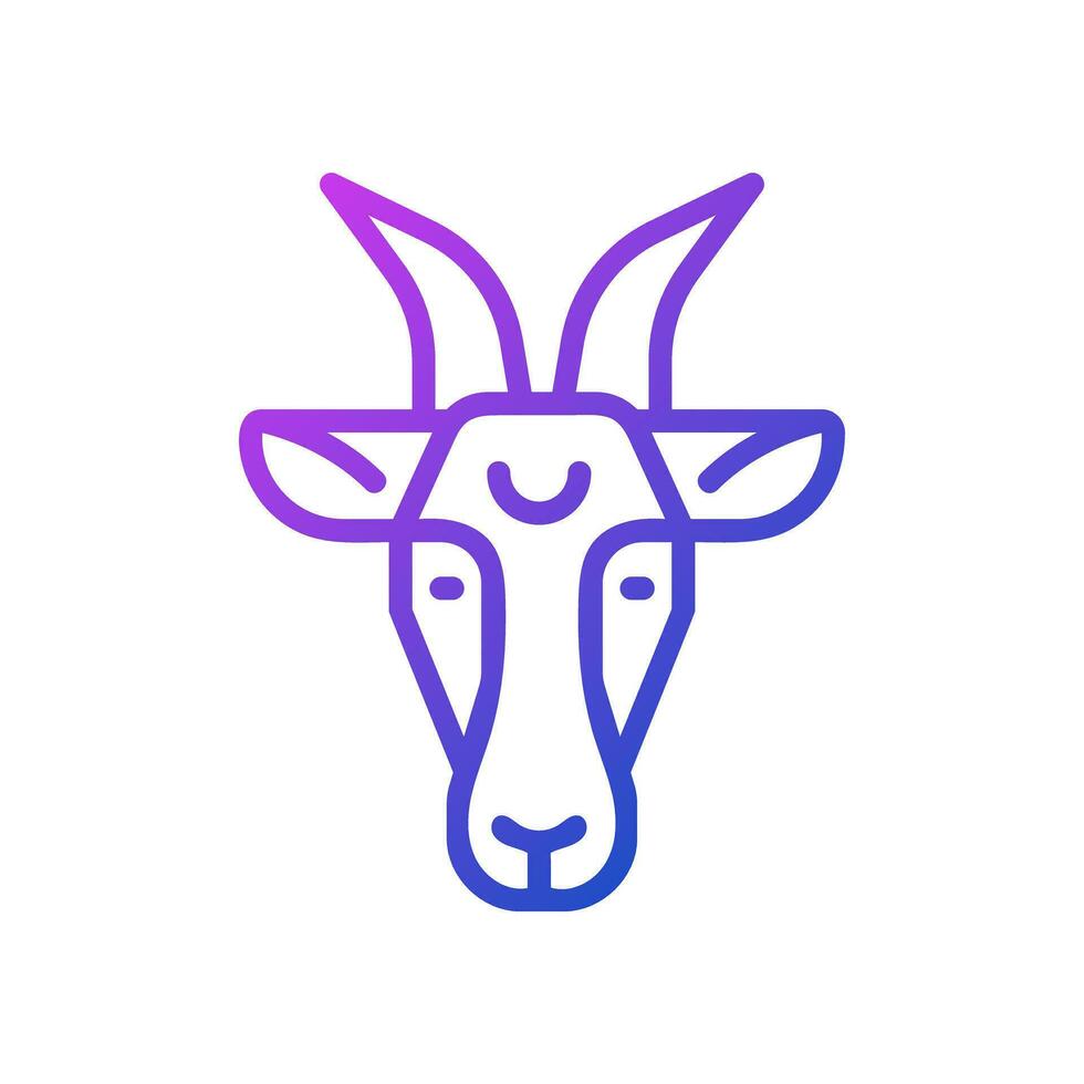 Goat head pixel perfect gradient linear vector icon. Capricorn zodiac animal. Astrological sign. Domestic mammal. Thin line color symbol. Modern style pictogram. Vector isolated outline drawing