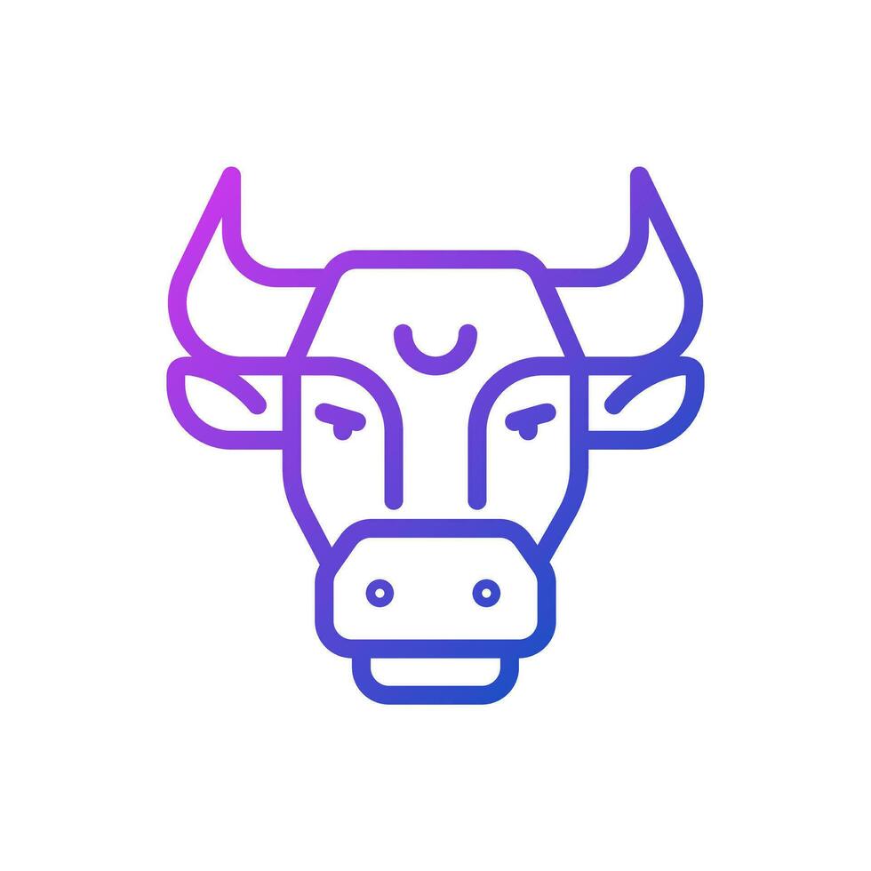 Bull head pixel perfect gradient linear vector icon. Astrological sign. Taurus zodiac animal. Horoscope personality. Thin line color symbol. Modern style pictogram. Vector isolated outline drawing