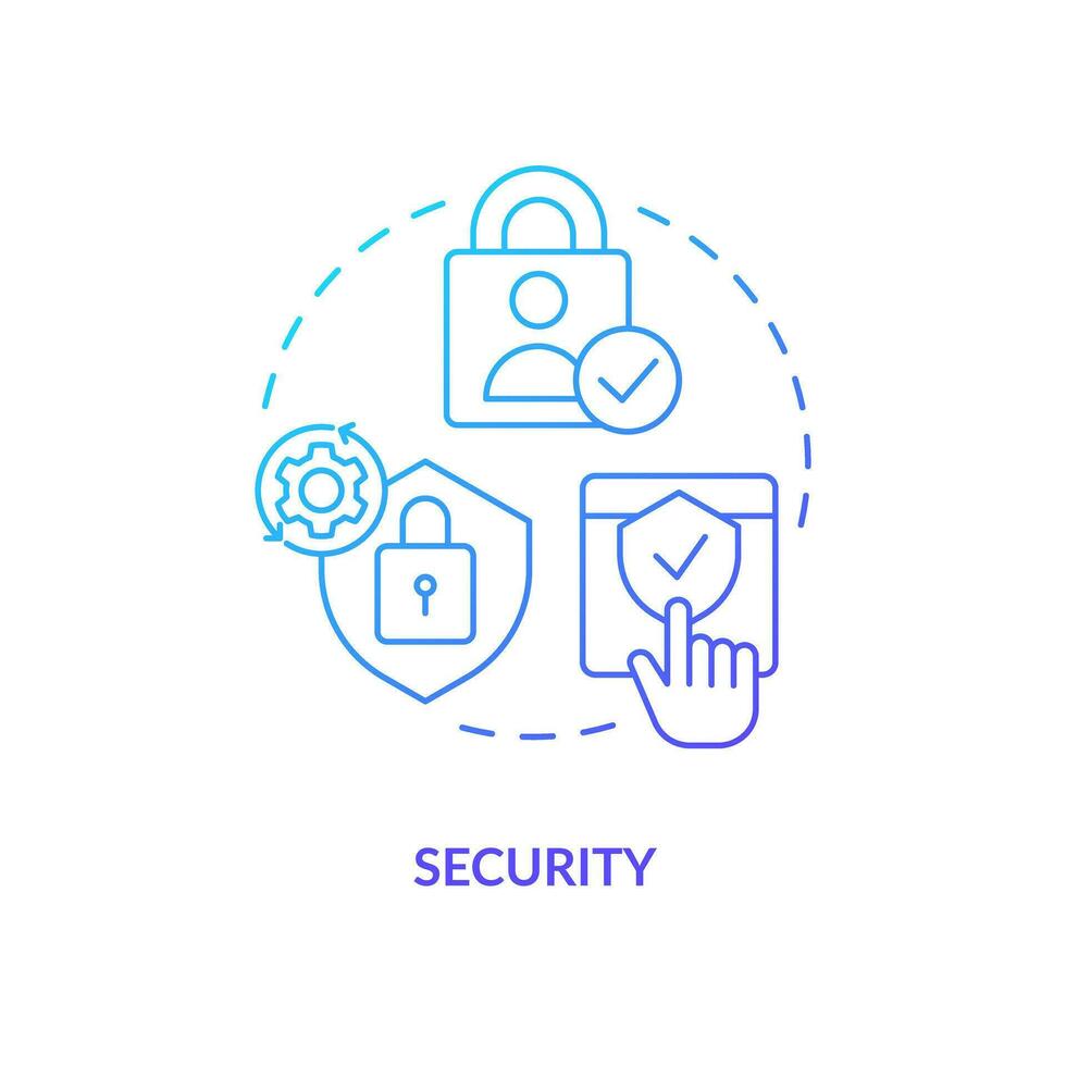 Security blue gradient concept icon. Protect website. Internet safety. Prevent hacking viruses. Digital safety abstract idea thin line illustration. Isolated outline drawing vector