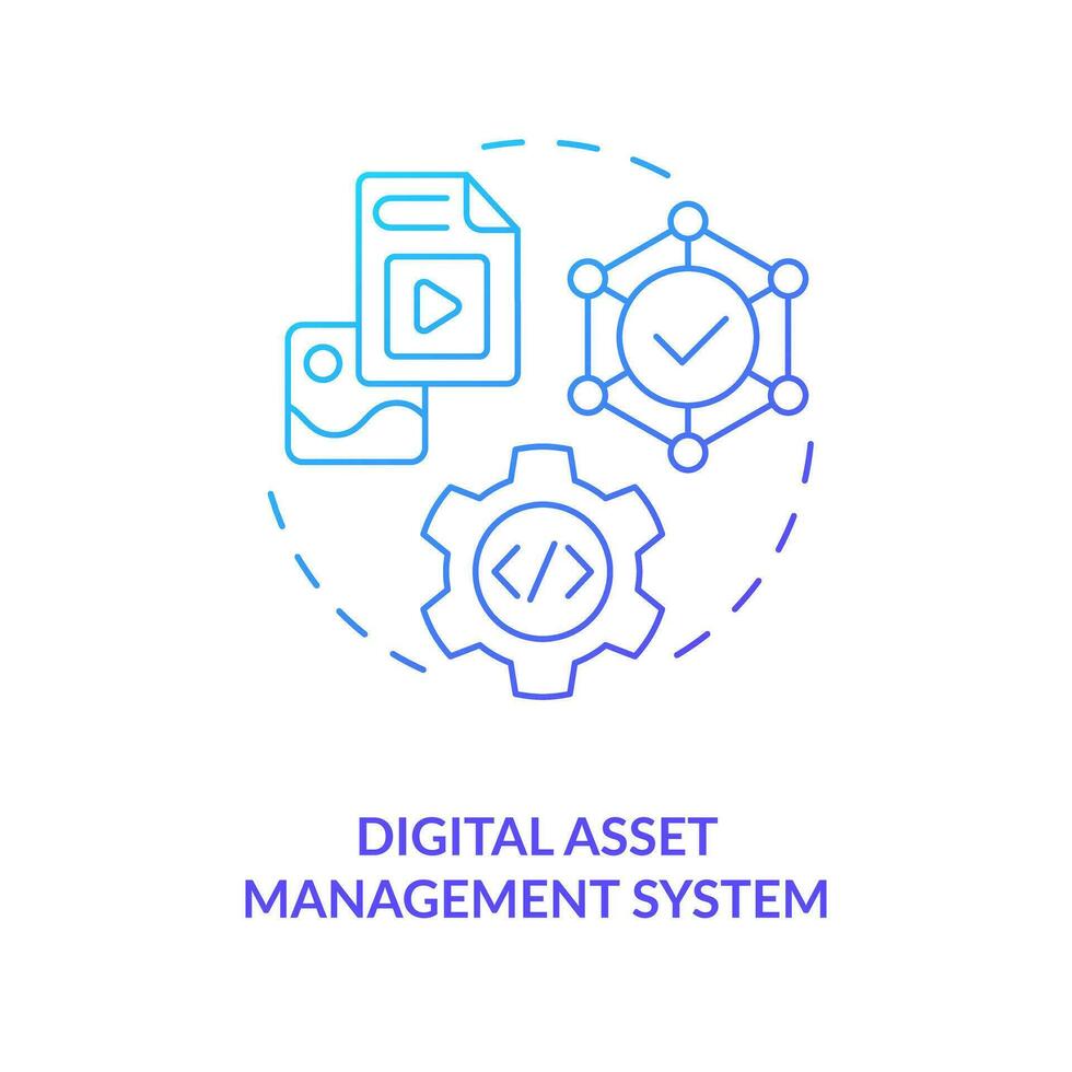 Digital asset management system blue gradient concept icon. Business software. Enterprise CMS. Optimization abstract idea thin line illustration. Isolated outline drawing vector