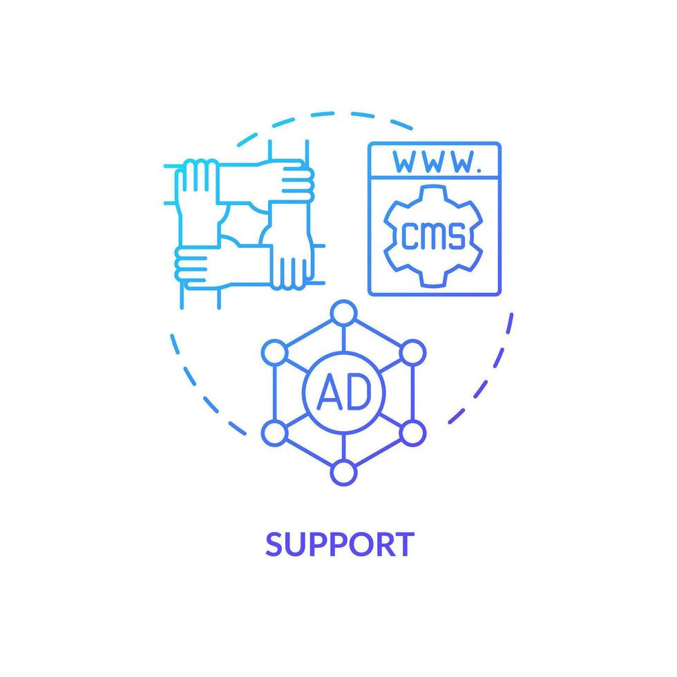 Support blue gradient concept icon. Customer service departments. Help community. Assistance center abstract idea thin line illustration. Isolated outline drawing vector
