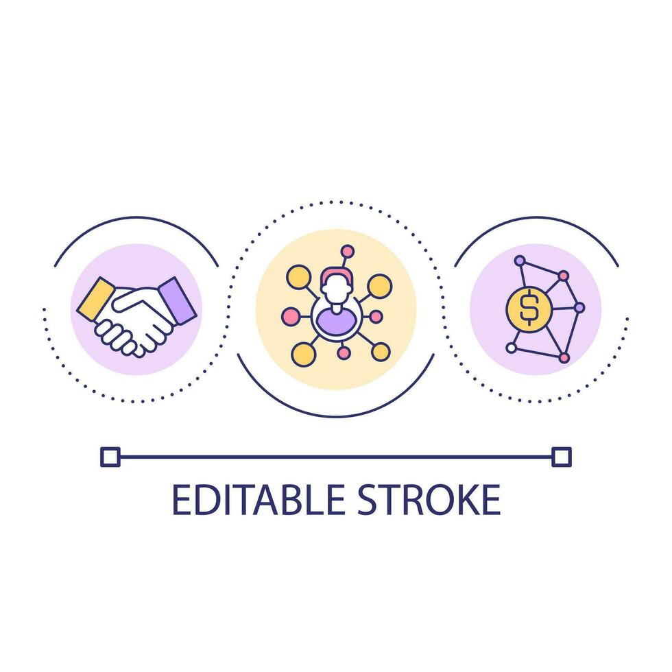 Profitable deals loop concept icon. Expand business network. Reliable partnership. Agreement abstract idea thin line illustration. Isolated outline drawing. Editable stroke vector