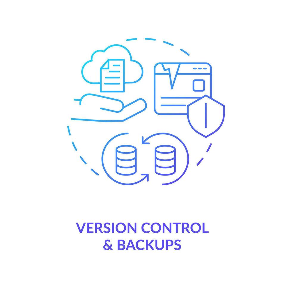 Version control and backups blue gradient concept icon. Preventing data loss. Copy files. Information security abstract idea thin line illustration. Isolated outline drawing vector