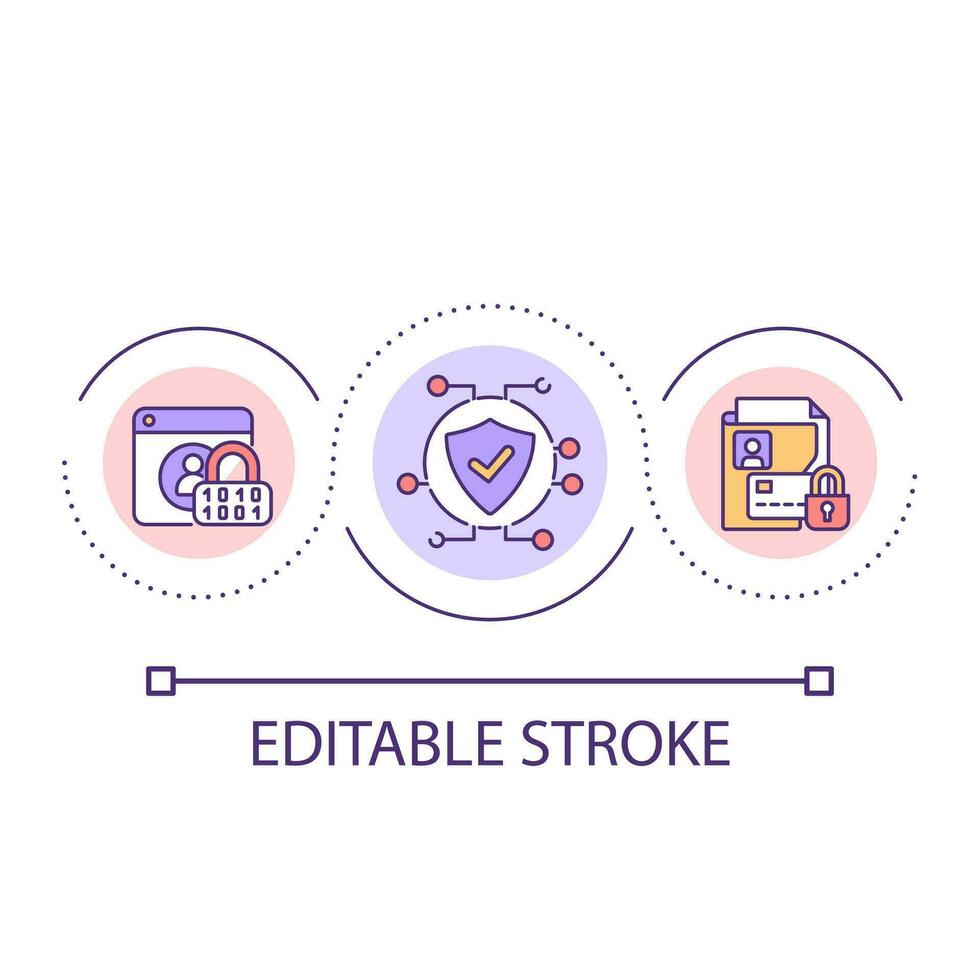 Personal data protection loop concept icon. Information safety. Reliable database. Cybersecurity abstract idea thin line illustration. Isolated outline drawing. Editable stroke vector