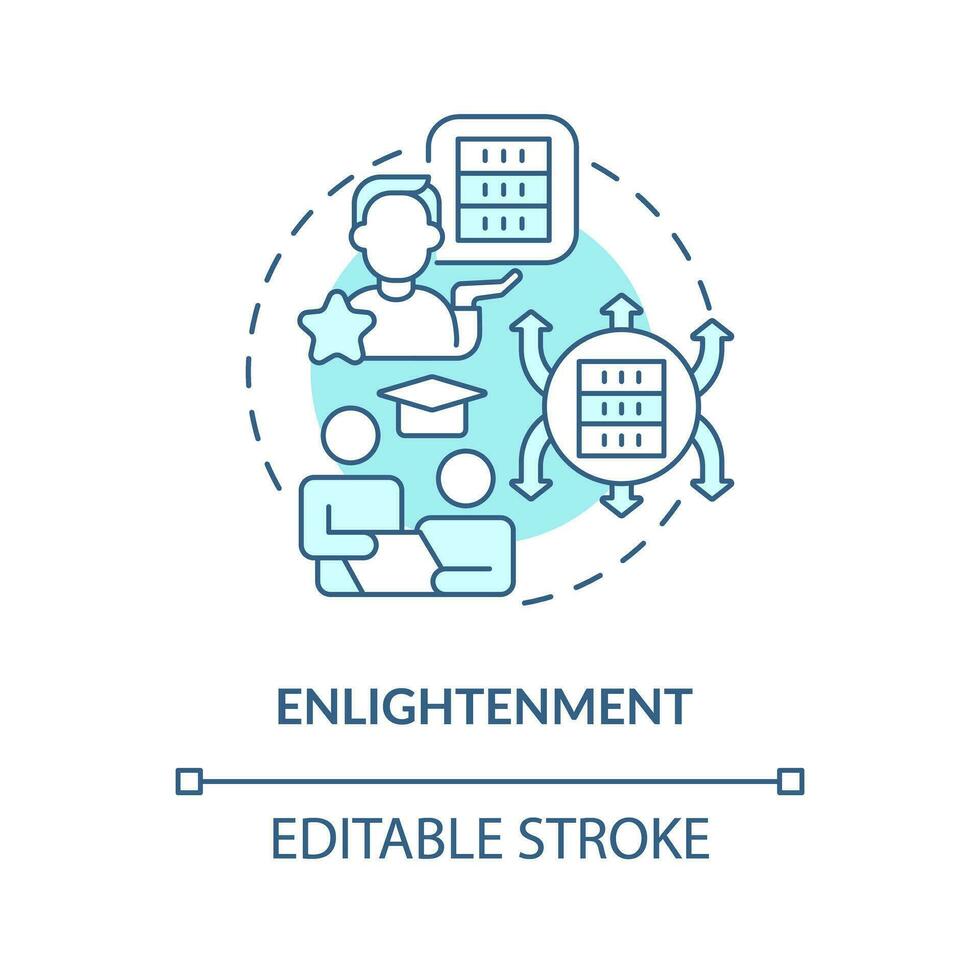 Enlightenment turquoise concept icon. Data organization skills. ICT literacy level abstract idea thin line illustration. Isolated outline drawing. Editable stroke vector