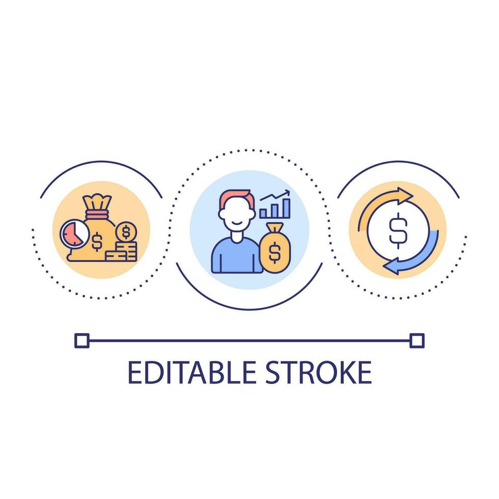 Business success loop concept icon. Revenue growth. Boost income. Making money. Financial achievement abstract idea thin line illustration. Isolated outline drawing. Editable stroke vector