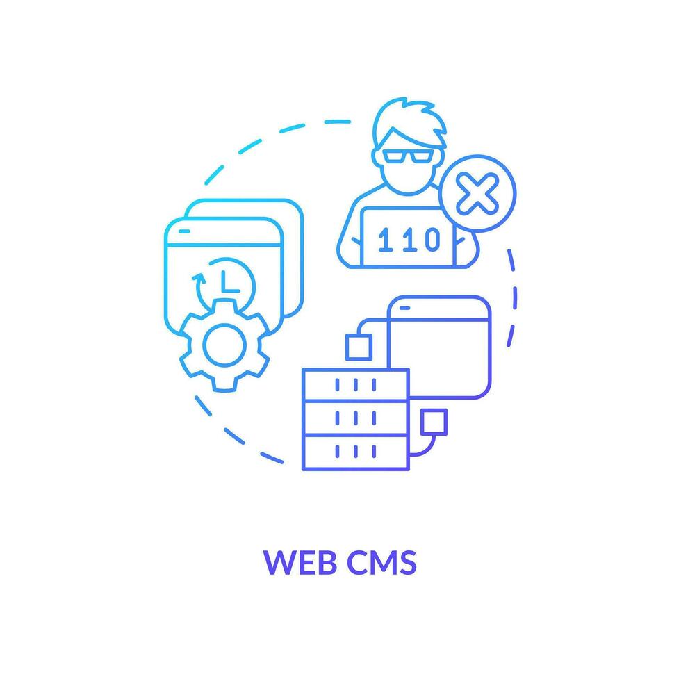 Web content management system blue gradient concept icon. CMS platform. Digital marketing. Boost performance abstract idea thin line illustration. Isolated outline drawing vector