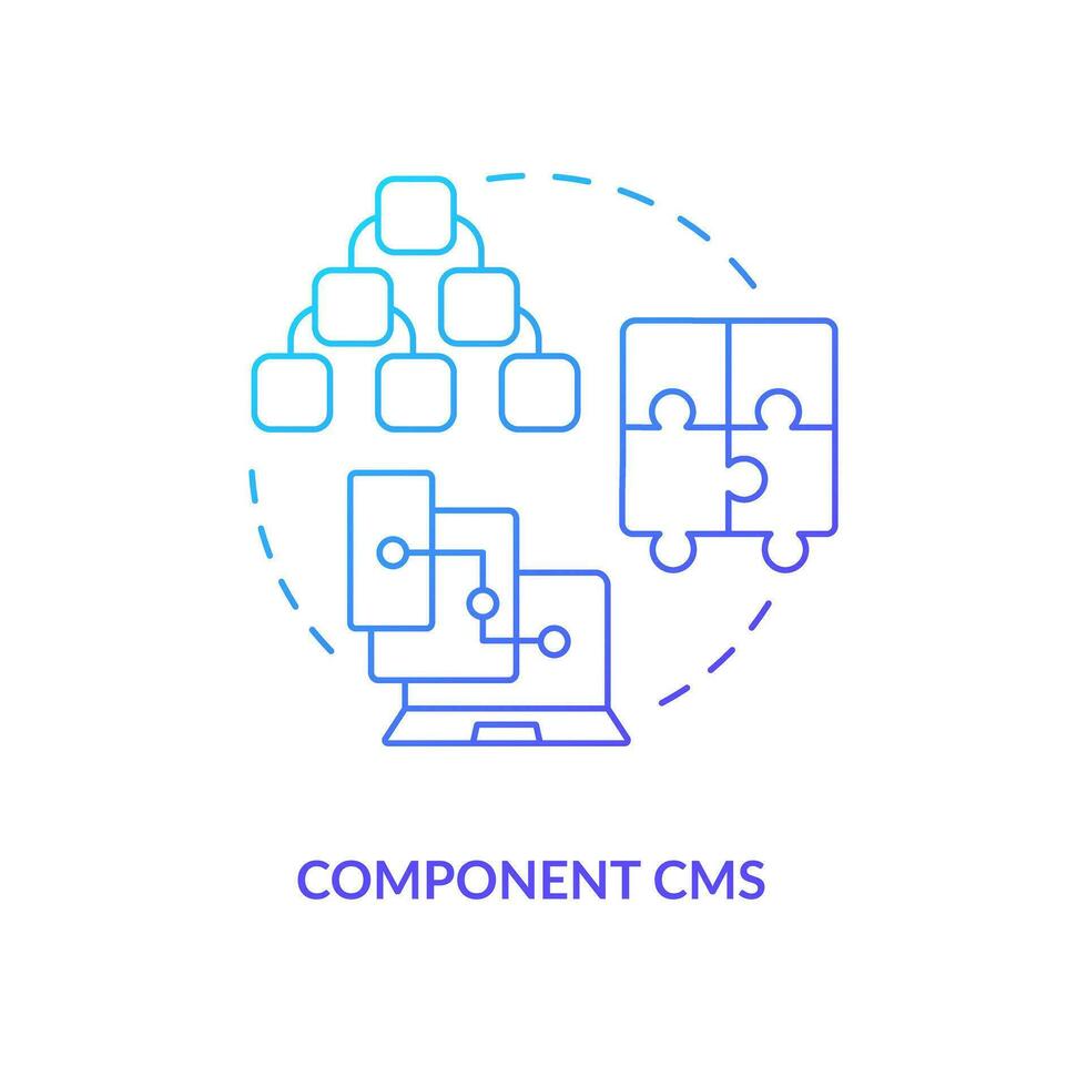 Component CMS blue gradient concept icon. Website platform. Optimize posting. Platform aspects abstract idea thin line illustration. Isolated outline drawing vector