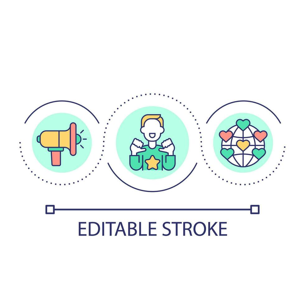 Internet influencer loop concept icon. Social media interaction. Active audience. Digital engagement abstract idea thin line illustration. Isolated outline drawing. Editable stroke vector