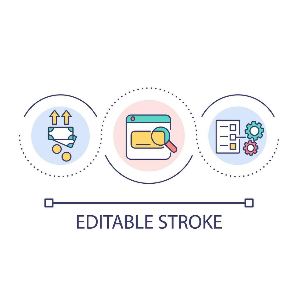 Making money online loop concept icon. Remote work. Business growth. Workflow management abstract idea thin line illustration. Isolated outline drawing. Editable stroke vector