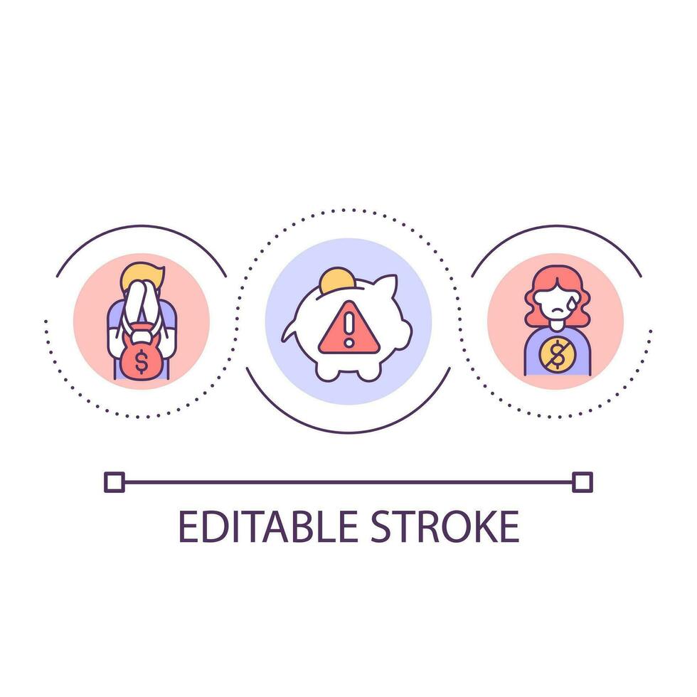 Dependent relationship loop concept icon. Money manipulation. Abusive relation. Debt problem abstract idea thin line illustration. Isolated outline drawing. Editable stroke vector