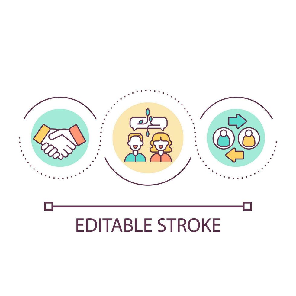 Build strong relationship loop concept icon. Creating warm connection. Mutual sympathy abstract idea thin line illustration. Isolated outline drawing. Editable stroke vector