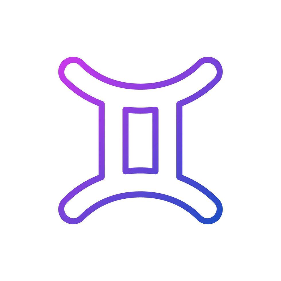 Gemini pixel perfect gradient linear vector icon. Zodiac air element. Astrological sign twins. Horoscope prediction. Thin line color symbol. Modern style pictogram. Vector isolated outline drawing