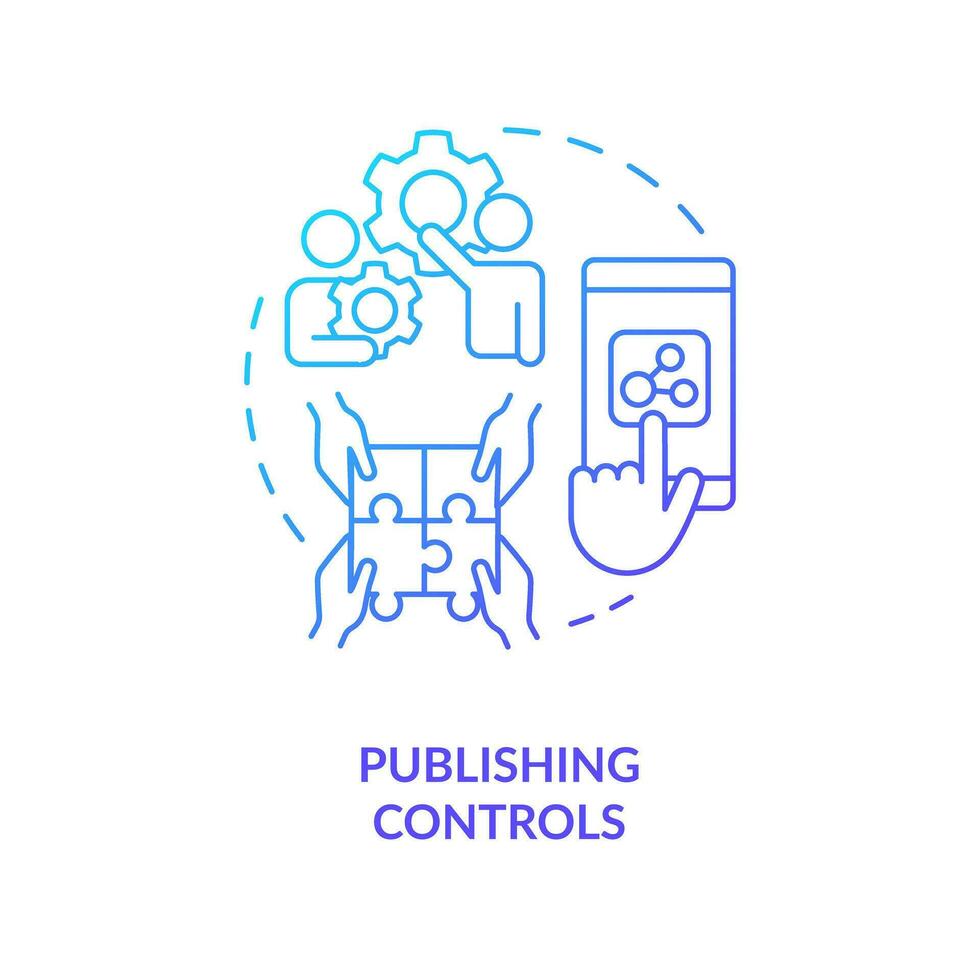 Publishing controls blue gradient concept icon. Content managers. Posting content tools. Digital marketing abstract idea thin line illustration. Isolated outline drawing vector